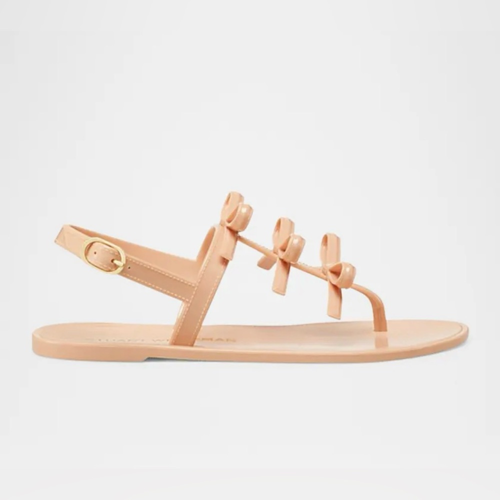 Women’s Size 8 (Euro Sz 39) Staurt Weitzman Felicity Bow Jelly Sandals In Poudre
